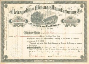Metropolitan Mining and Manufacturing Co. - Stock Certificate